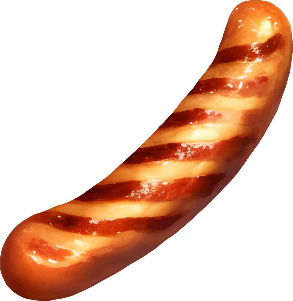 Grilled Sausage Isolated Hand Drawn Painting Illustration vector