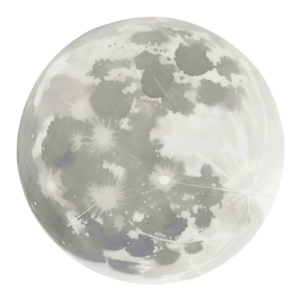 Full Moon Isolated Hand Drawn Painting Illustration vector