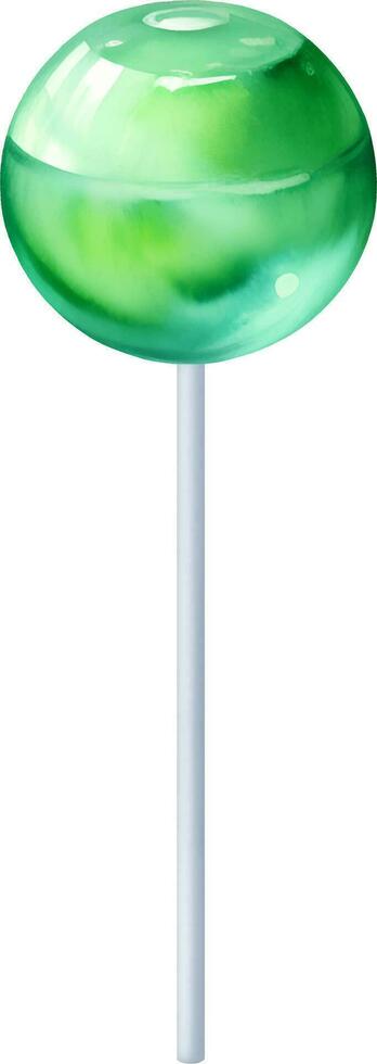 Green Lollipop Isolated Hand Drawn Painting Illustration vector