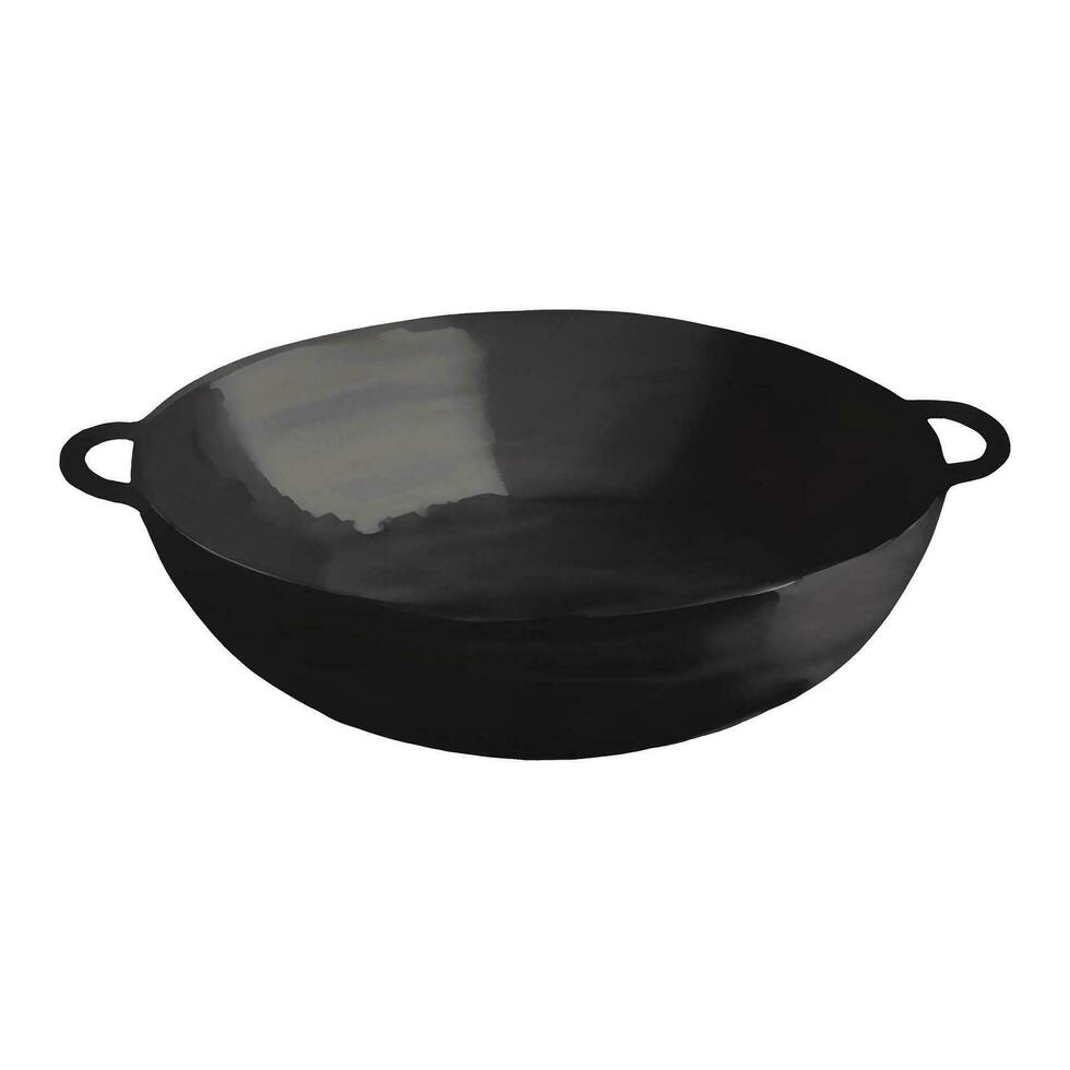 Wok Isolated Hand Drawn Painting Illustration vector