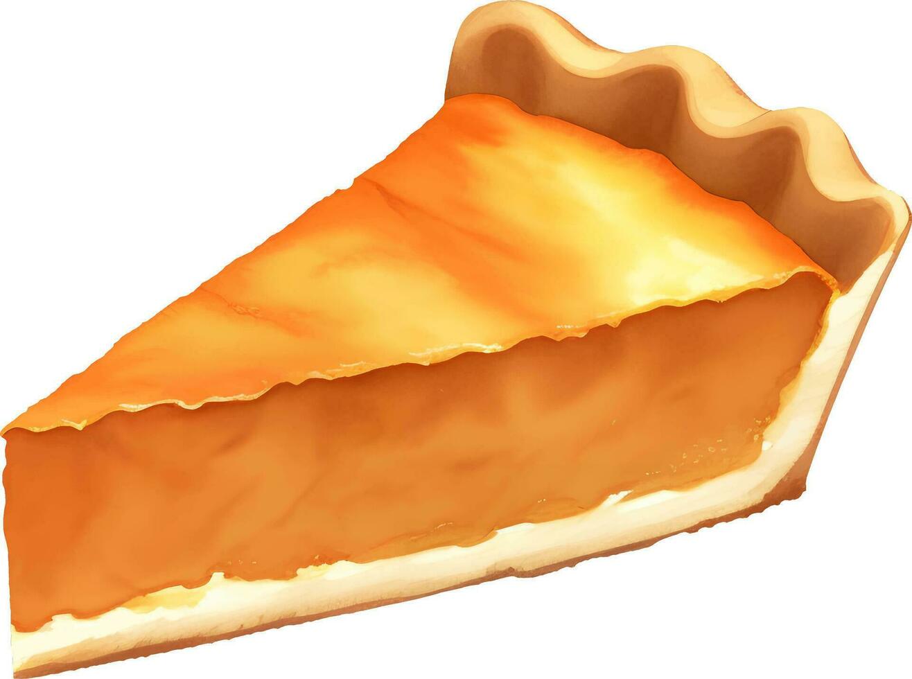 Pumpkin Pie Slice Isolated Hand Drawn Painting Illustration vector