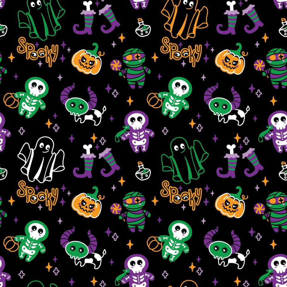 Children's Halloween characters. Happy Halloween. Seamless pattern. Vector. vector