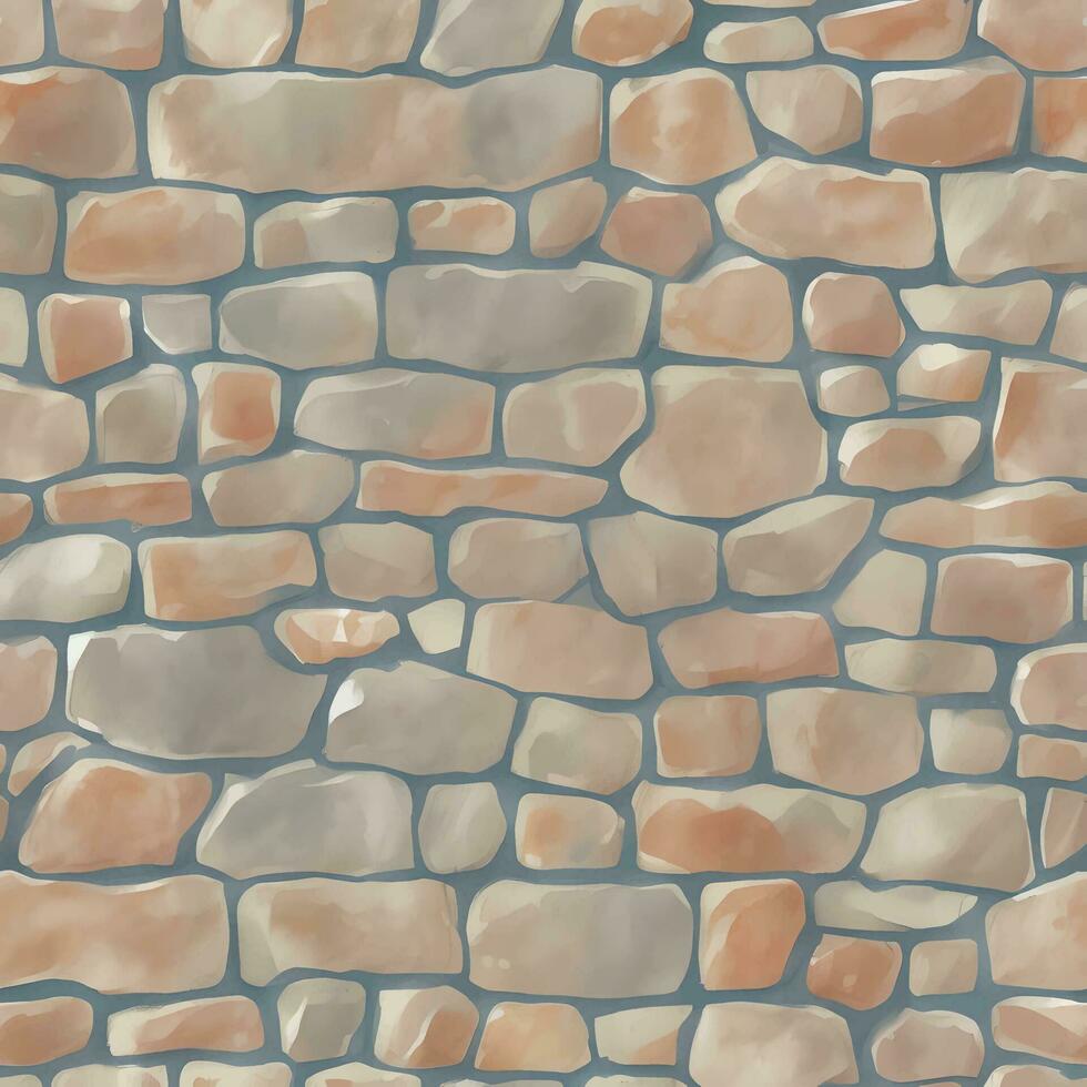Old Brick Seamless Texture Pattern Detailed Hand Drawn Painting Illustration vector