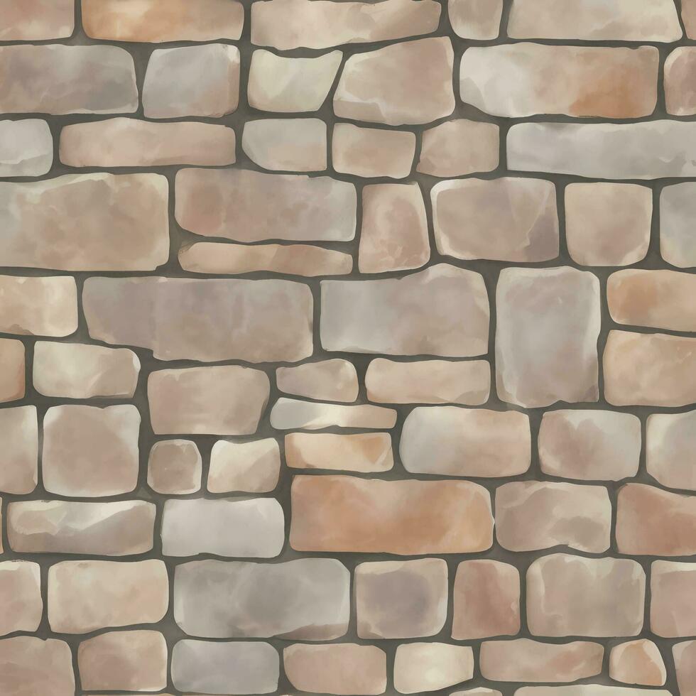 Old Brick Seamless Texture Pattern Detailed Hand Drawn Painting Illustration vector