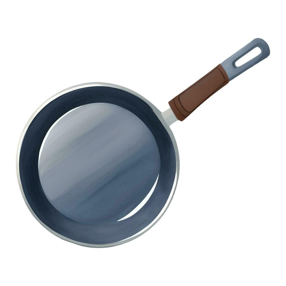Frying Pan Top View Isolated Hand Drawn Painting Illustration vector