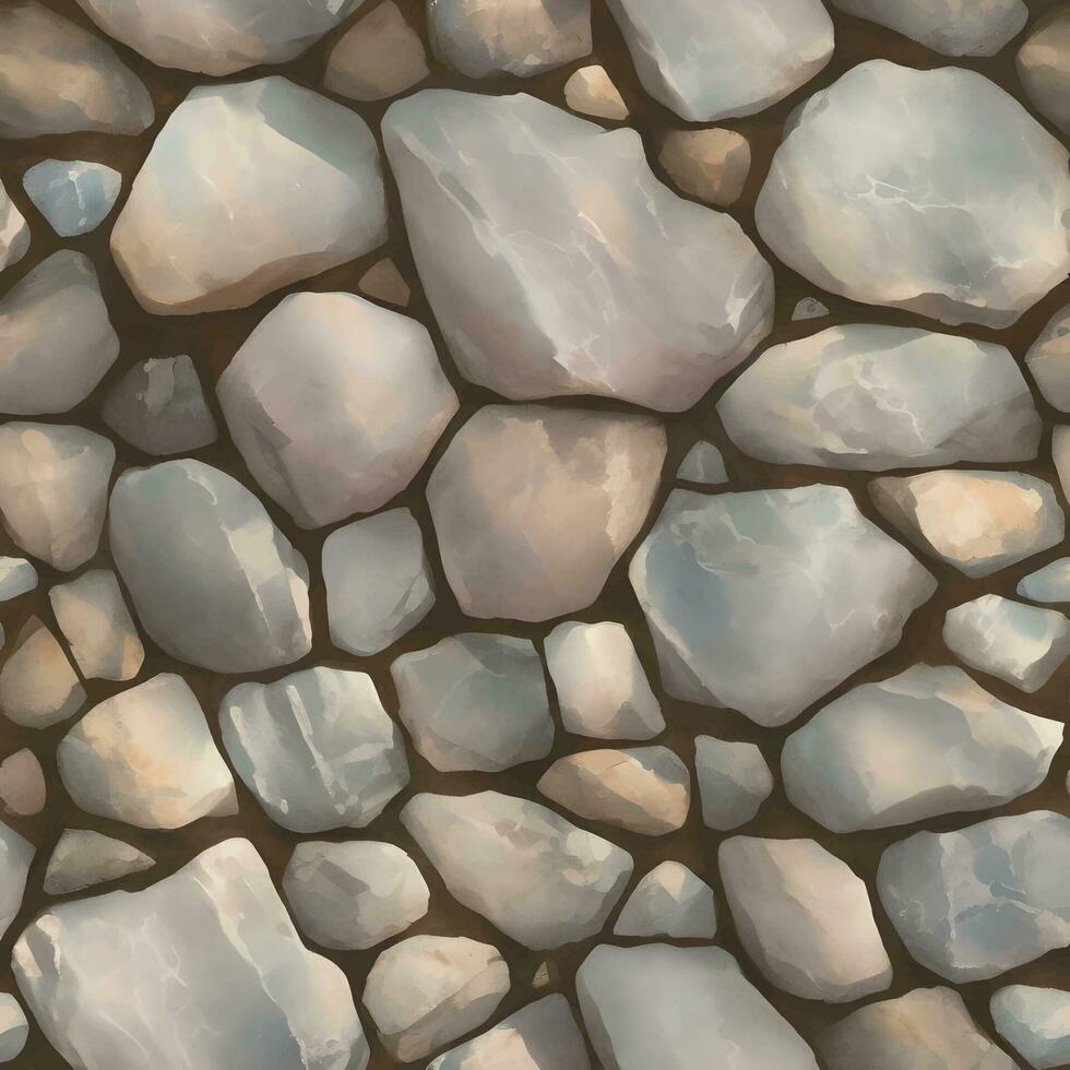 Cobble Stone Texture Seamless Pattern Detailed Hand Drawn Painting Illustration vector