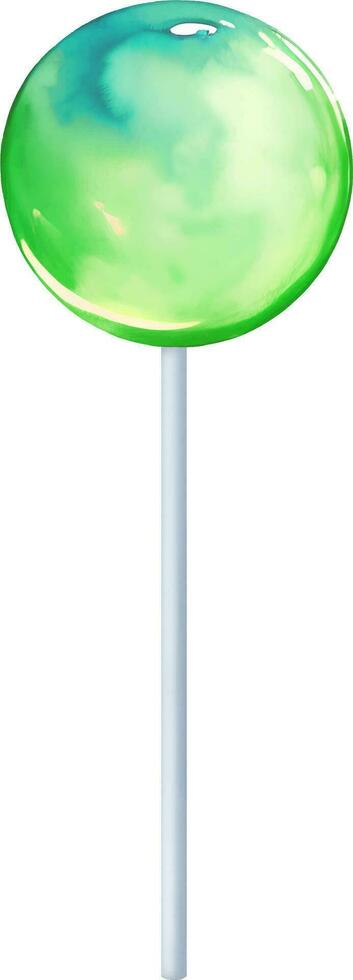 Green Lollipop Isolated Hand Drawn Painting Illustration vector