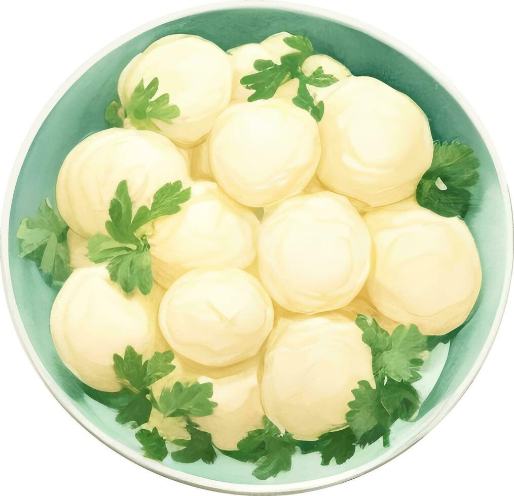 Mashed Potato Top View Isolated Hand Drawn Painting Illustration vector