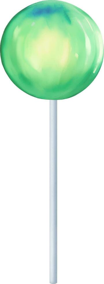 Green Lollipop Isolated Hand Drawn Painting Illustration vector
