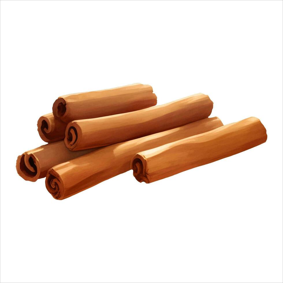 Cinnamon Sticks Isolated Detailed Hand Drawn Painting Illustration vector