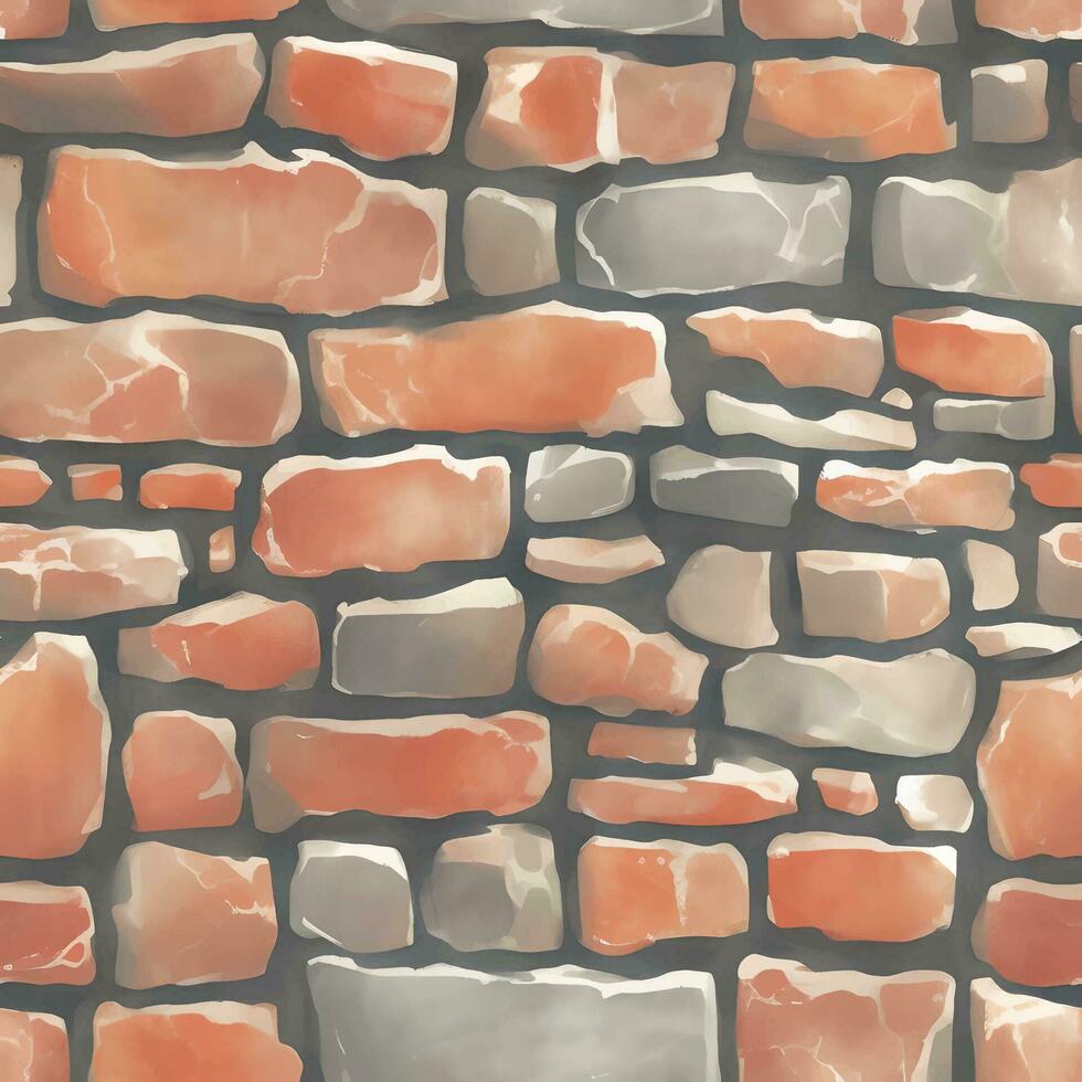 Old Brick Seamless Texture Pattern Detailed Hand Drawn Painting Illustration vector