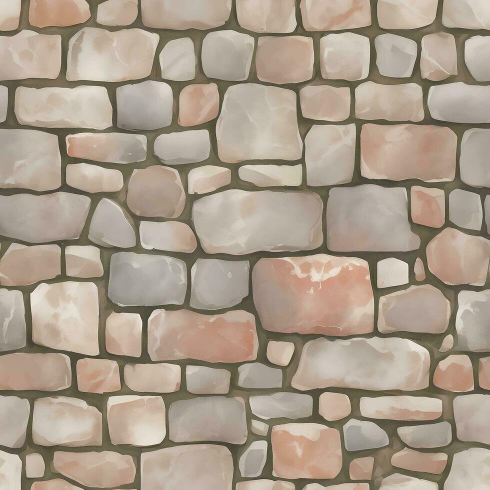 Old Brick Seamless Texture Pattern Detailed Hand Drawn Painting Illustration vector