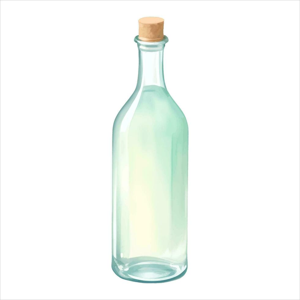 Empty Bottle Isolated Detailed Hand Drawn Painting Illustration vector