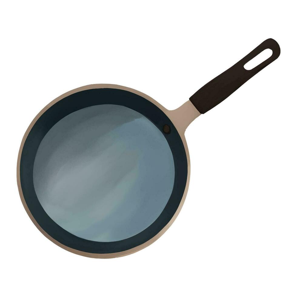 Frying Pan Top View Isolated Hand Drawn Painting Illustration vector