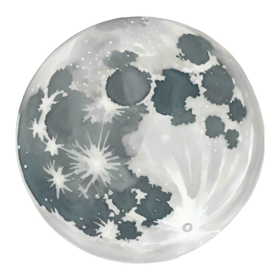 Full Moon Isolated Hand Drawn Painting Illustration vector