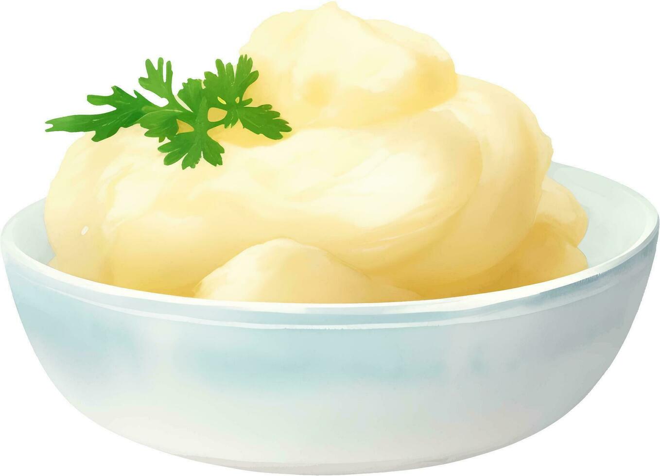 Mashed Potato on a Bowl Isolated Hand Drawn Painting Illustration vector