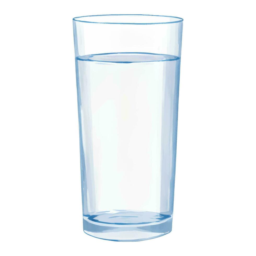 vaso de agua aislado mano dibujado pintura ilustración vector