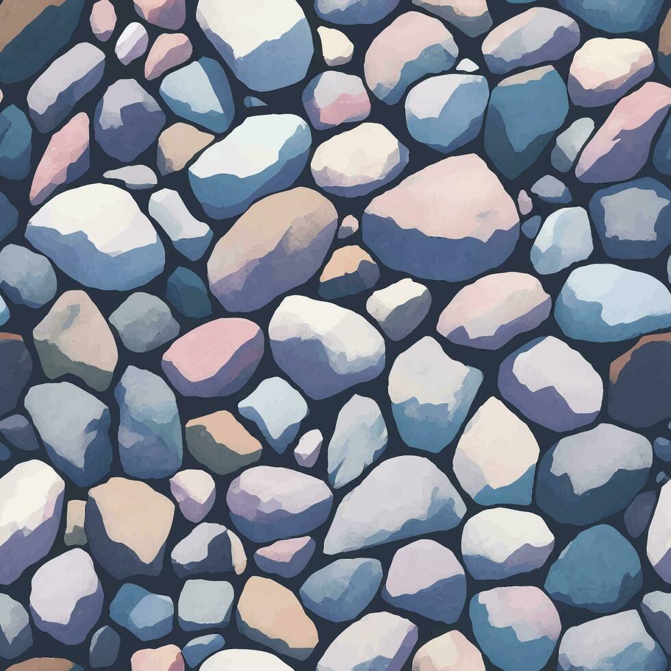 Guijarro piedras o adoquines sin costura textura modelo detallado mano dibujado pintura ilustración con pastel color paleta vector