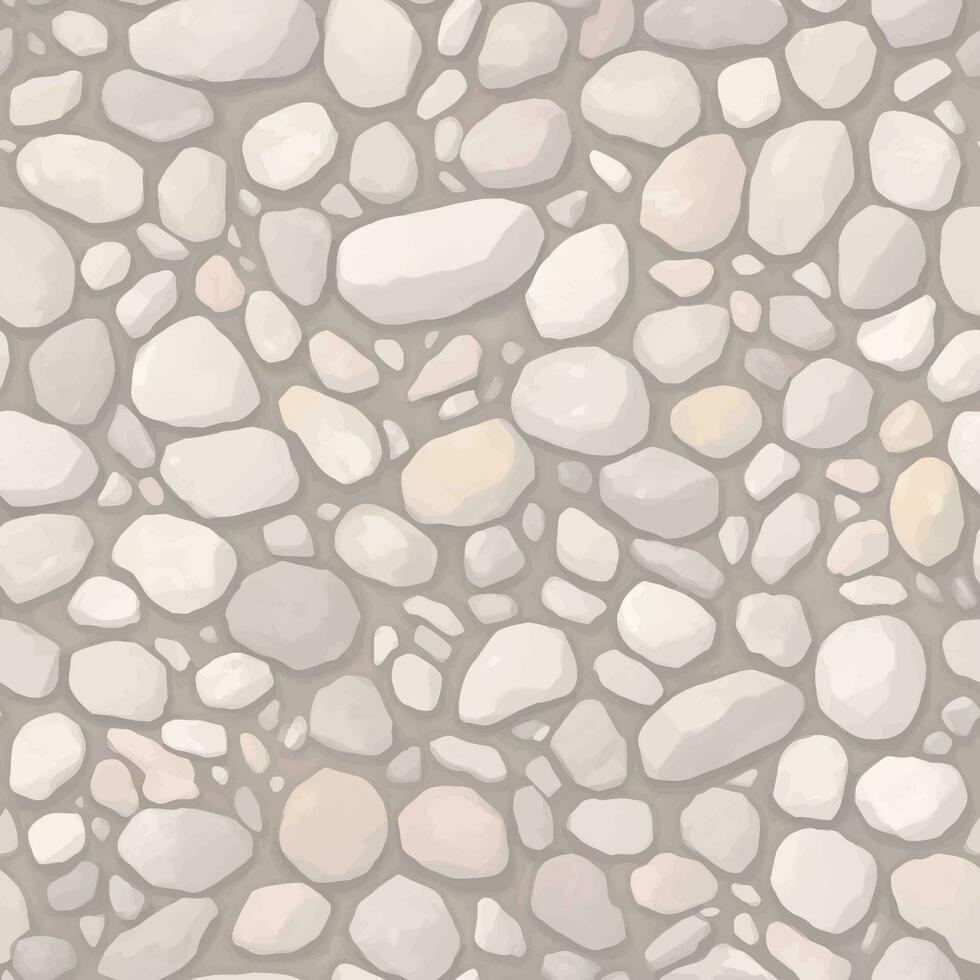 Minimalist Pebble Stones or Cobblestones Seamless Texture Pattern Hand Drawn Painting Illustration with Pastel Color Palette vector