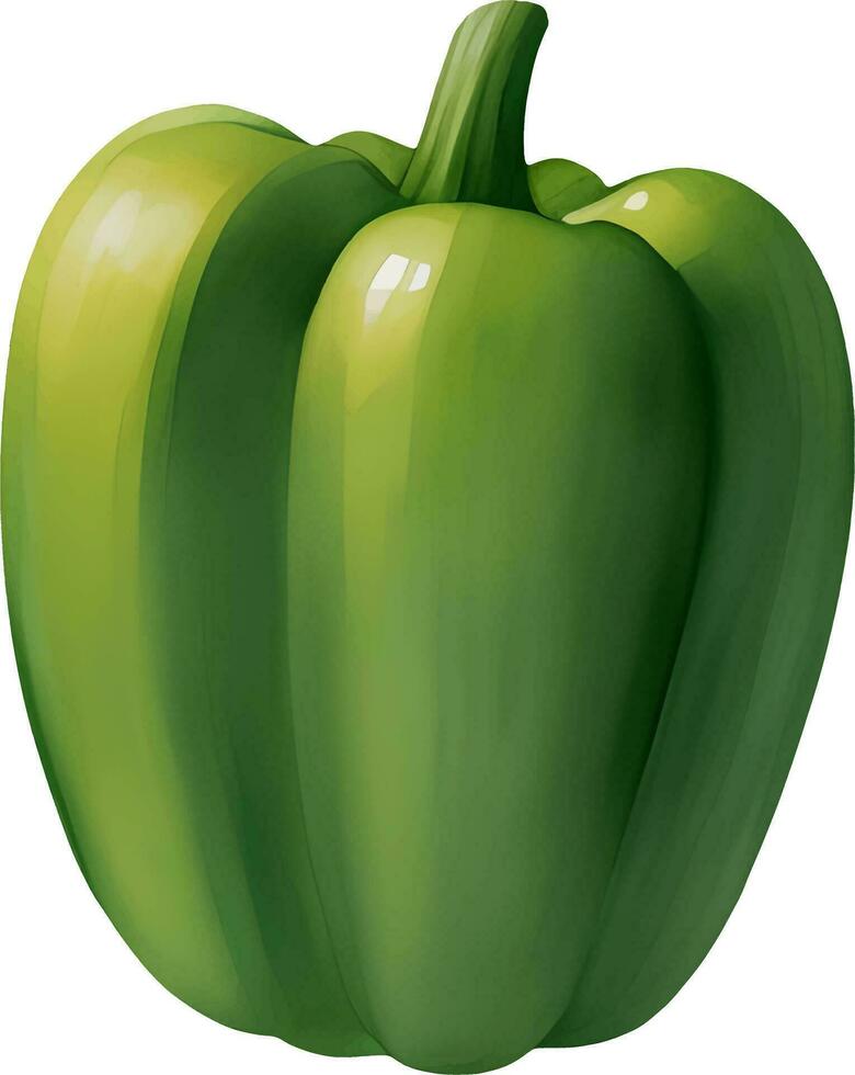 verde pimenton campana pimienta aislado mano dibujado pintura ilustración vector