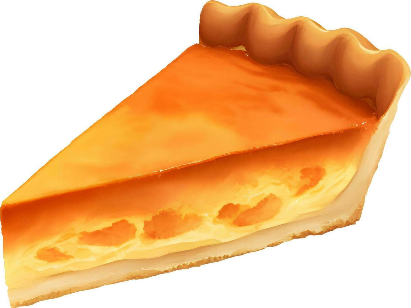 Pumpkin Pie Slice Isolated Hand Drawn Painting Illustration vector