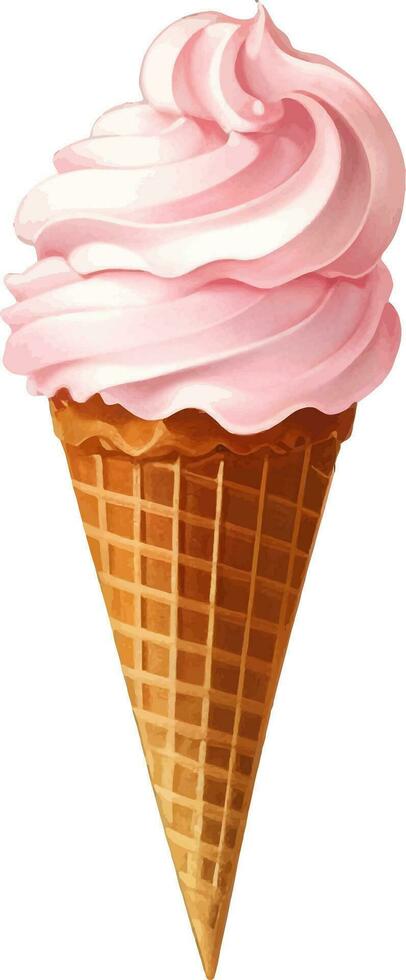 Strawberry Ice Cream Detailed Beautiful Hand Drawn Vector Illustration