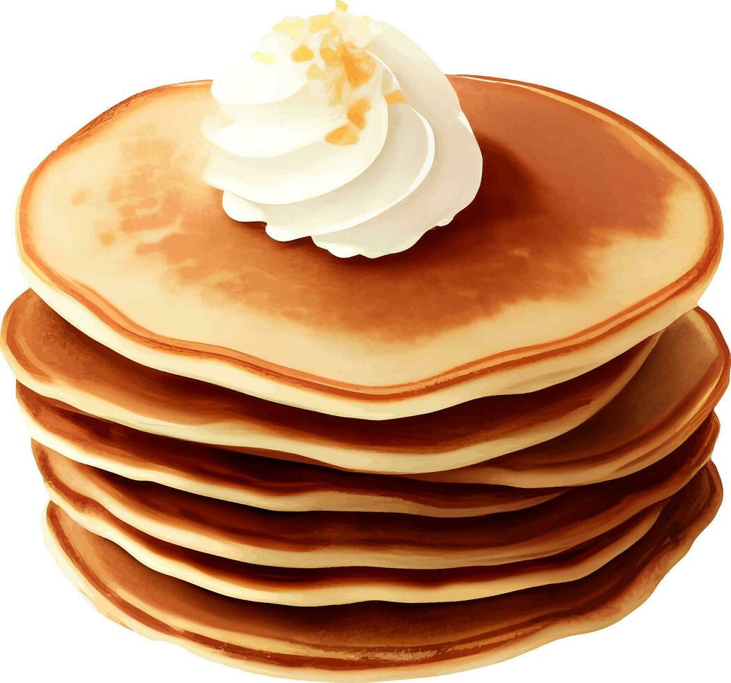 Pancakes with Ice Cream Isolated Hand Drawn Painting Illustration vector