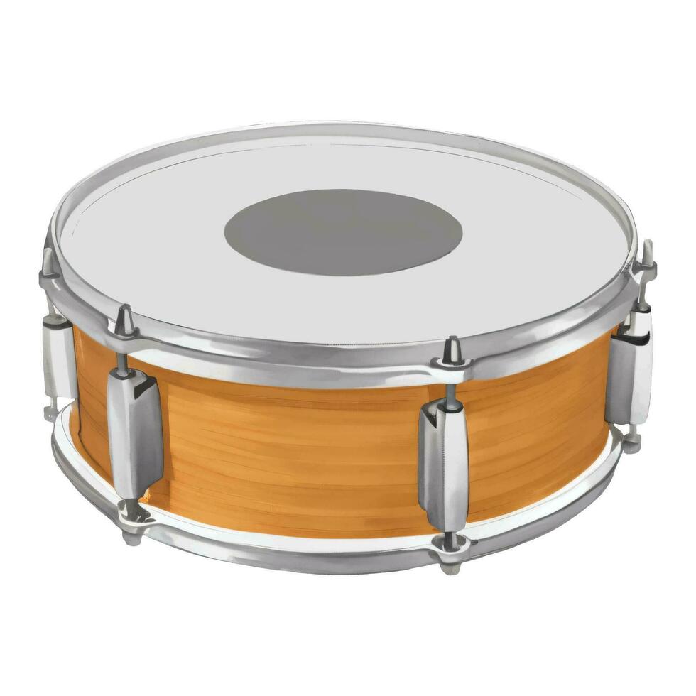 Wooden Snare Drum Isolated Hand Drawn Painting Illustration vector