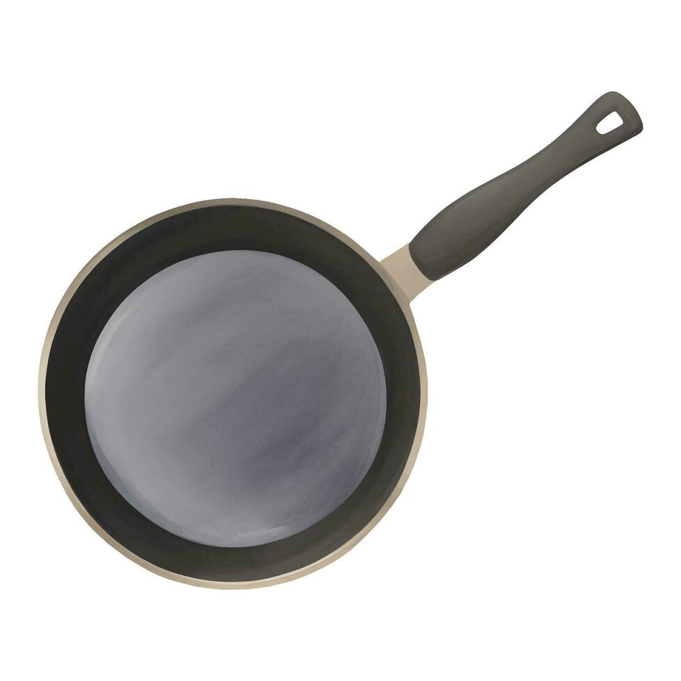 Frying Pan Top View Isolated Hand Drawn Painting Illustration vector