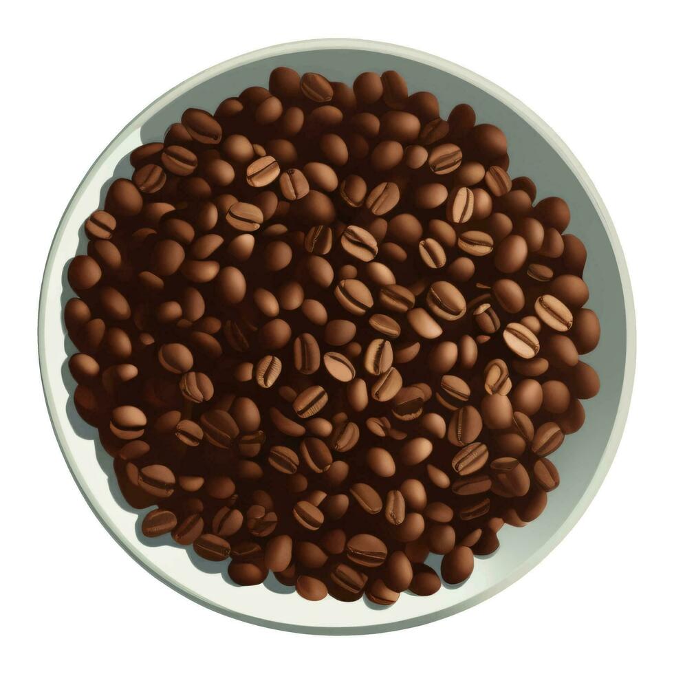 Coffee Beans on Bowl Top View Isolated Hand Drawn Painting Illustration vector