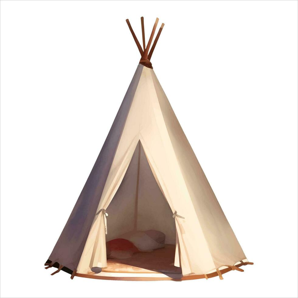 Indian Tent Teepee Isolated Detailed Hand Drawn Painting Illustration vector