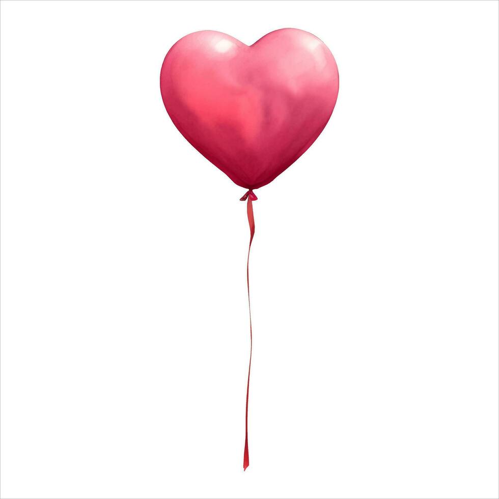 rosado corazón conformado globo aislado detallado mano dibujado pintura ilustración vector