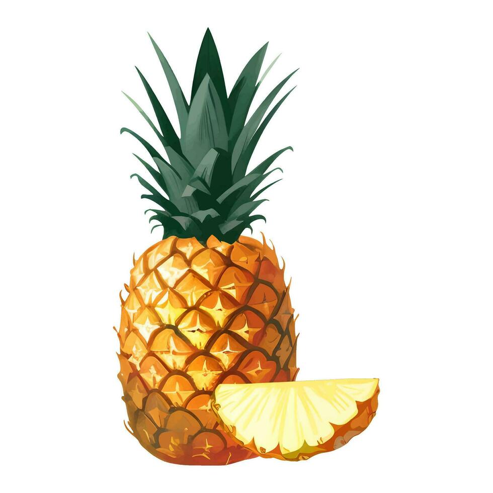 Pineapple Isolated Detailed Hand Drawn Painting Illustration vector