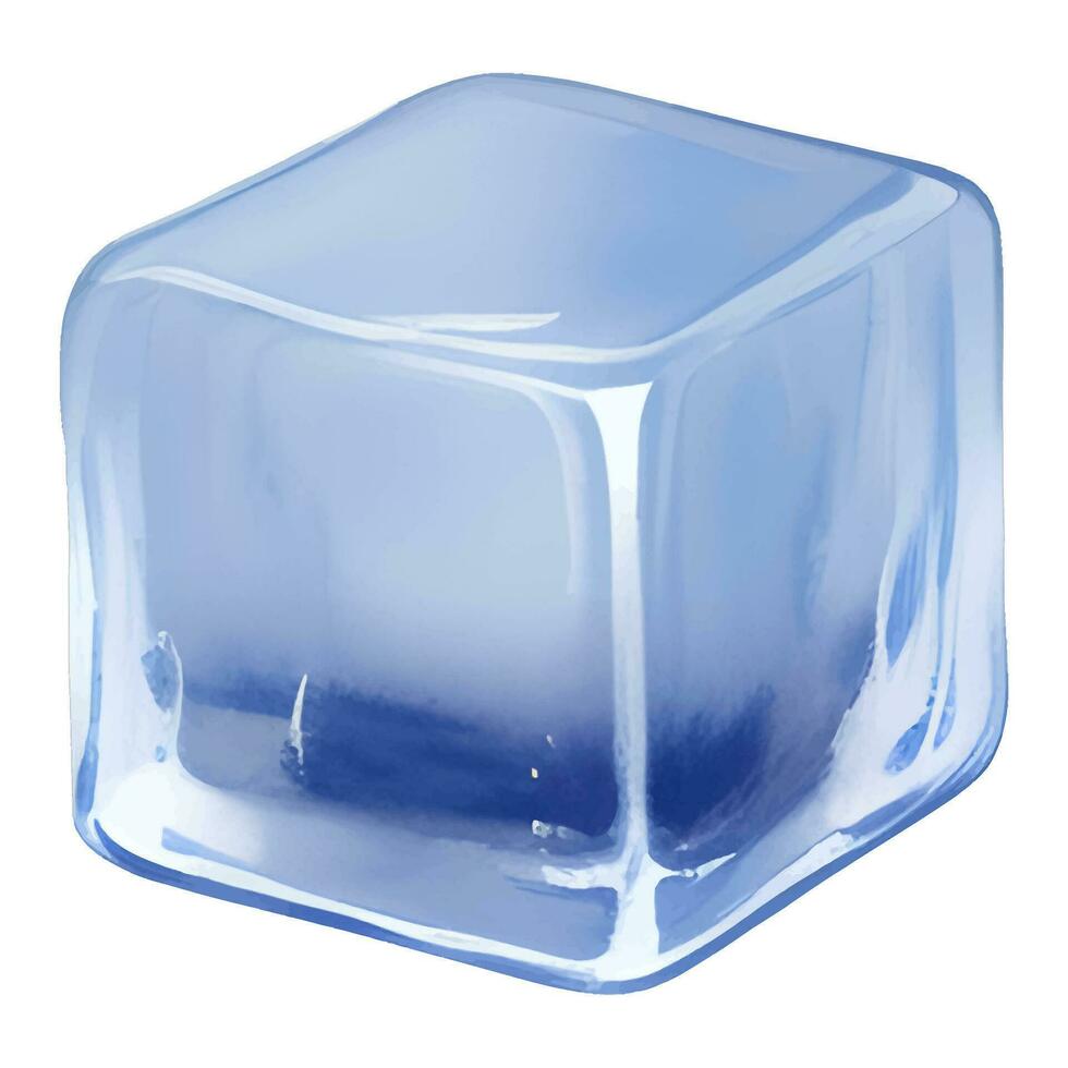 soltero hielo cubo aislado detallado mano dibujado pintura ilustración vector