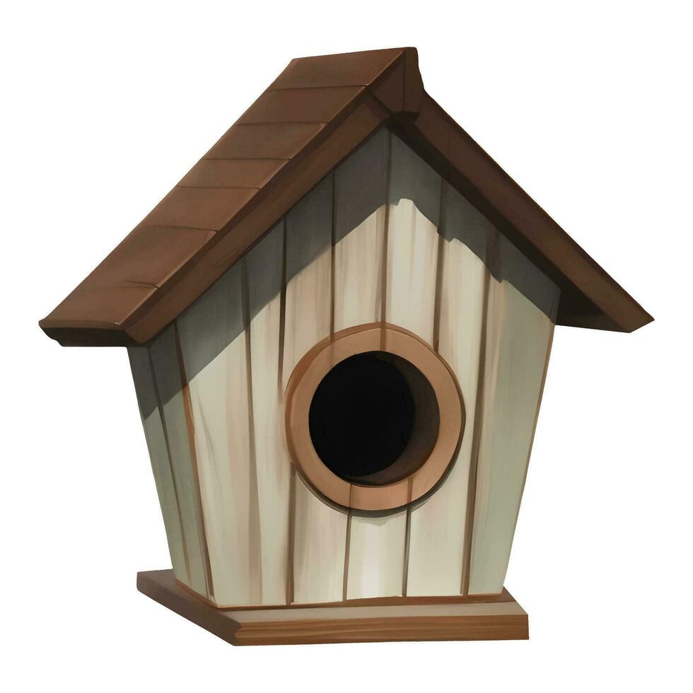 Wooden Birdhouse Isolated Detailed Hand Drawn Painting Illustration vector
