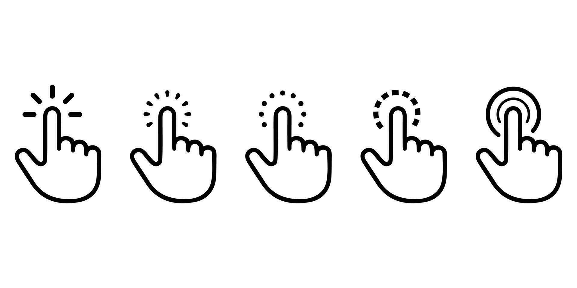 Hand click icon vector. Pointing hand clicks icons. Hand cursor icon. Click cursor icon vector