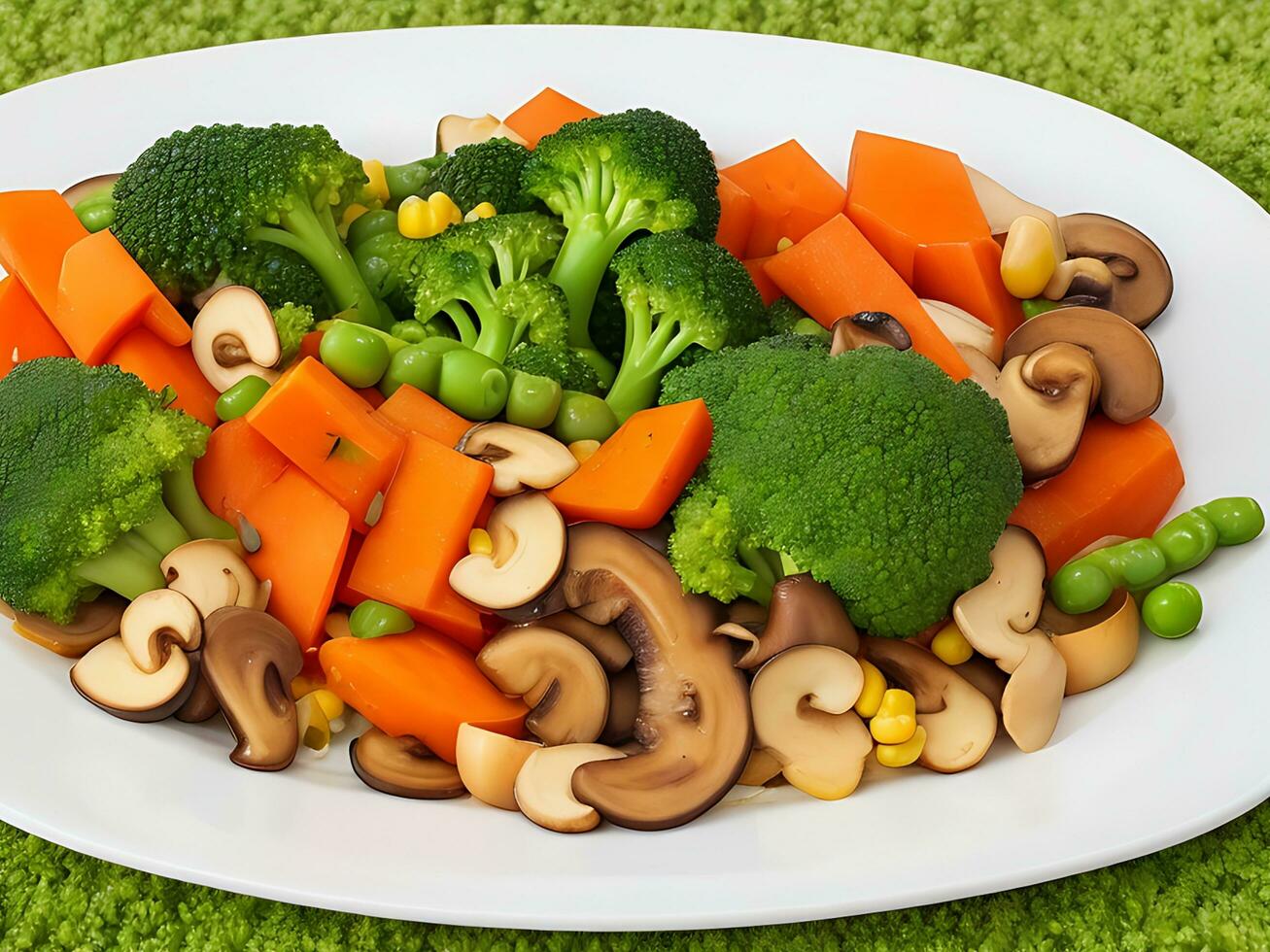 A Plate of mixed vegetables served photo