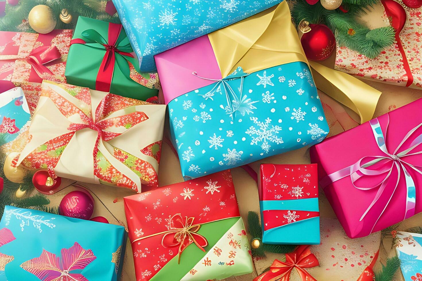 Unique and colorful paper Christmas gift box photo