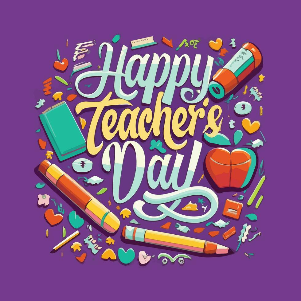 Drawing a Teachers day concept greetings background photo