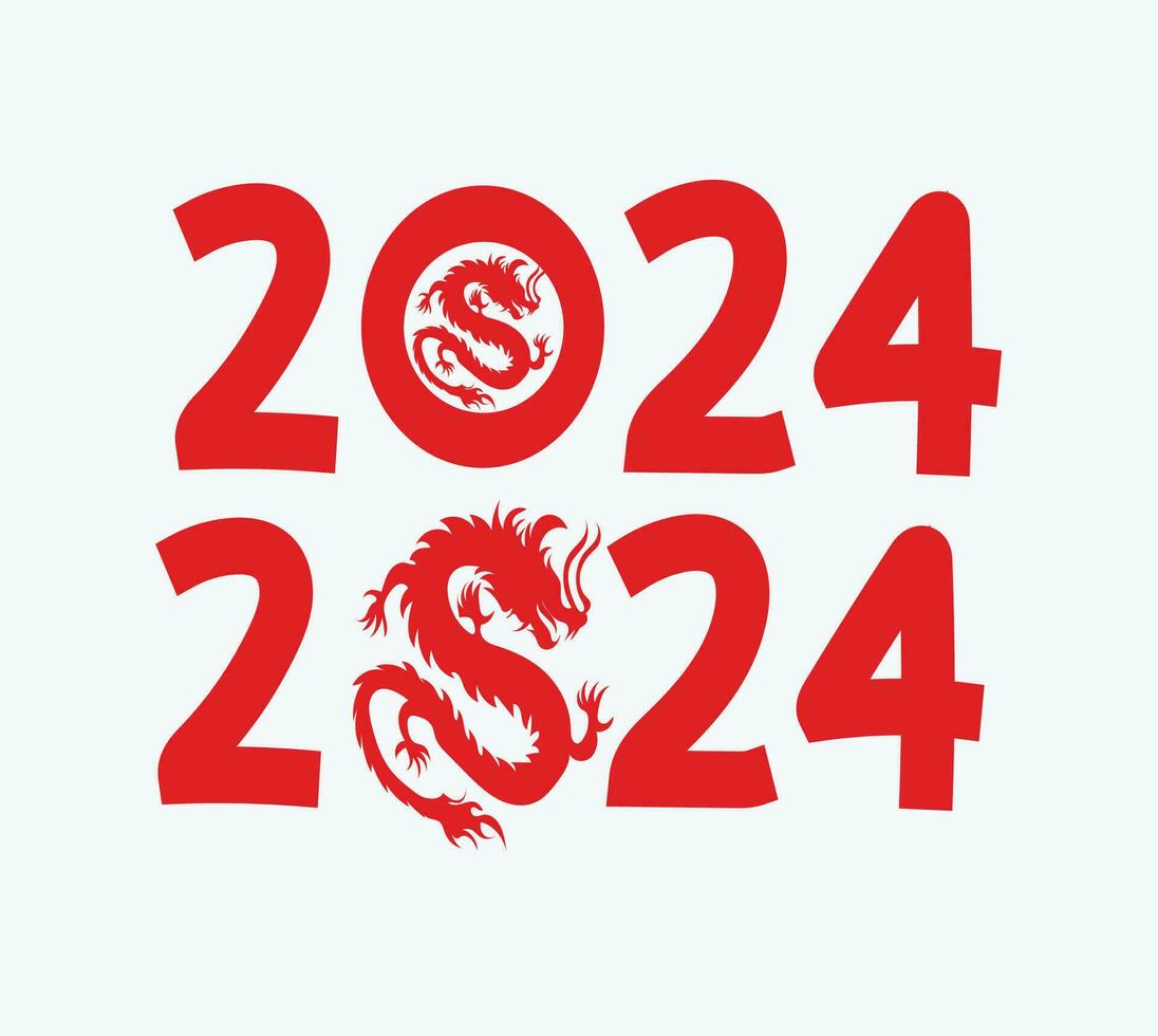 2024 dragon happy new year vector