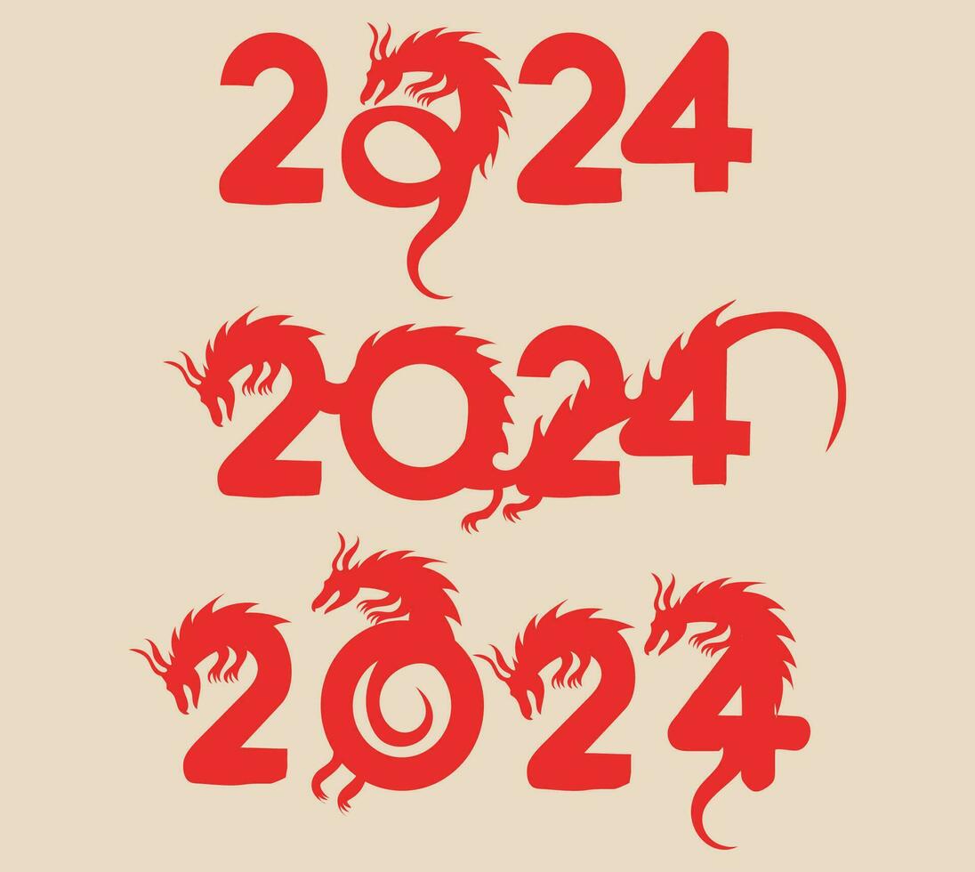 2024 dragon happy new year vector