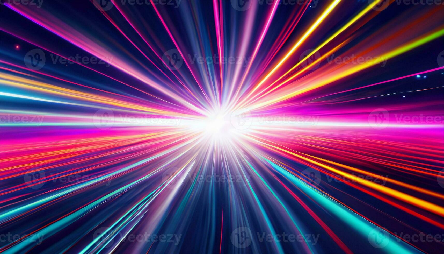 Abstract futuristic background with pink blue neon lines glowing in ultraviolet light, and bokeh lights. photo