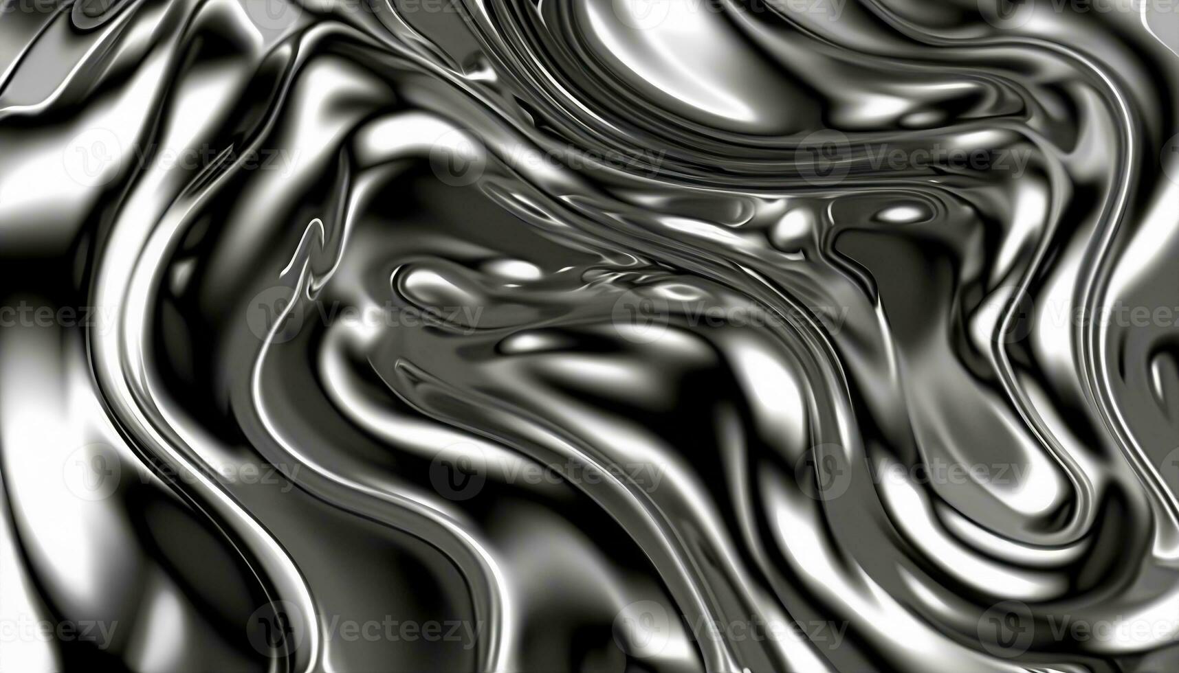 Abstract silver gradient background. Flow chrome liquid metal waves. photo