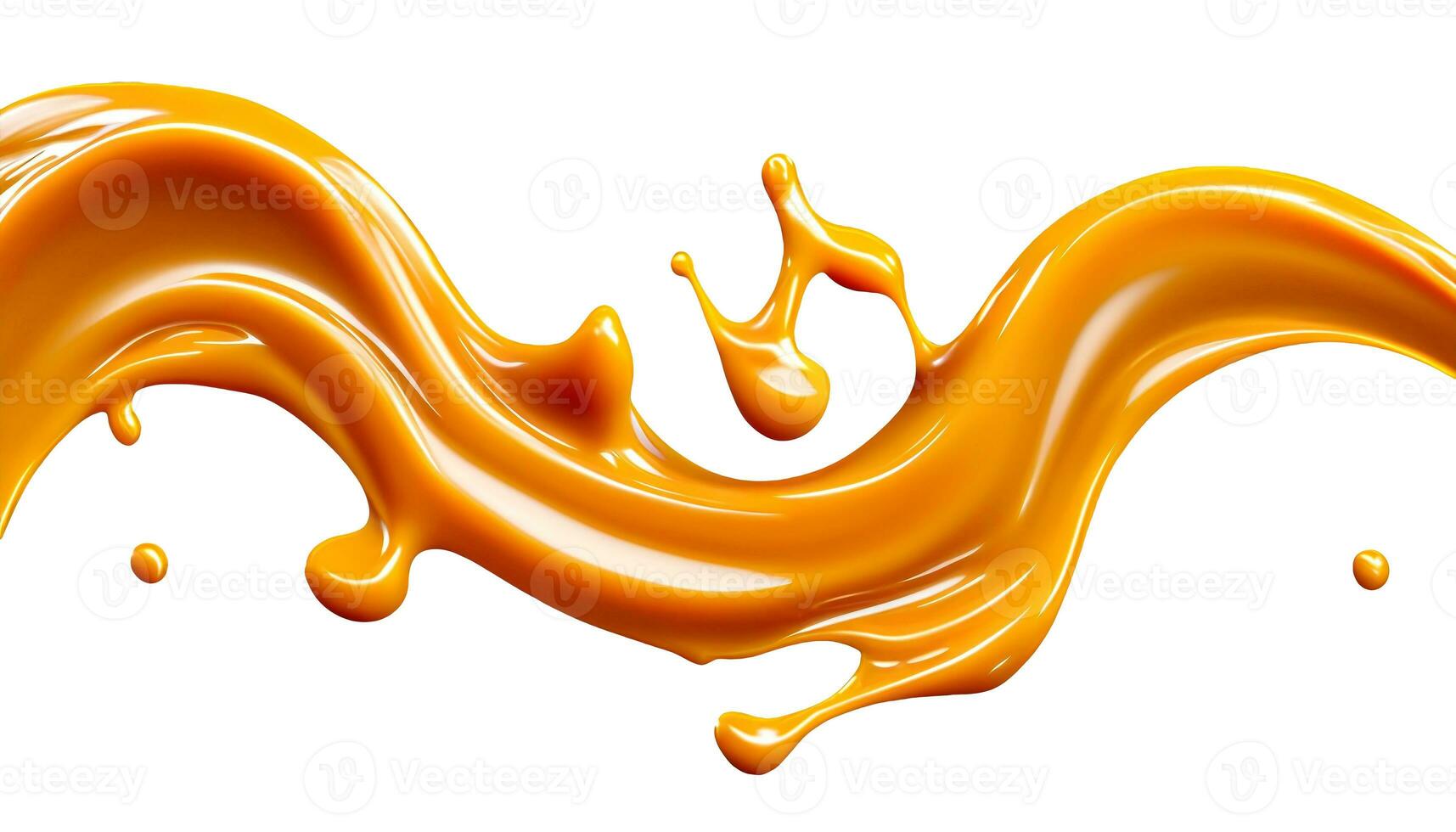 Delicious melted caramel texture. Flow, wave and drops splash caramels sauce. Sweet food design background. photo