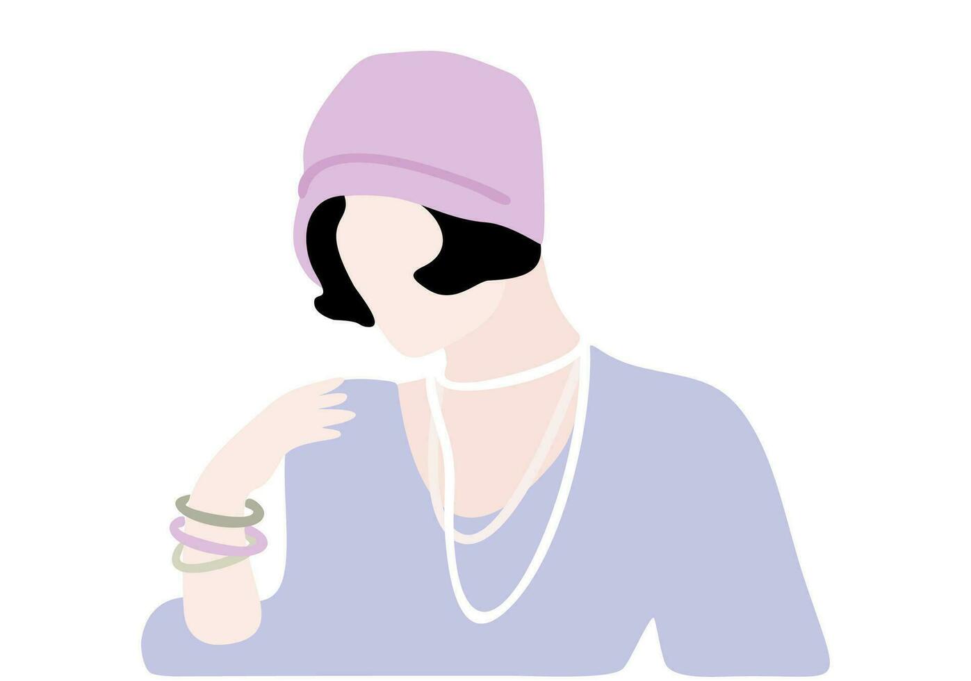 Flapper girl. Fashion style on 20s. Vector isolated illustration.