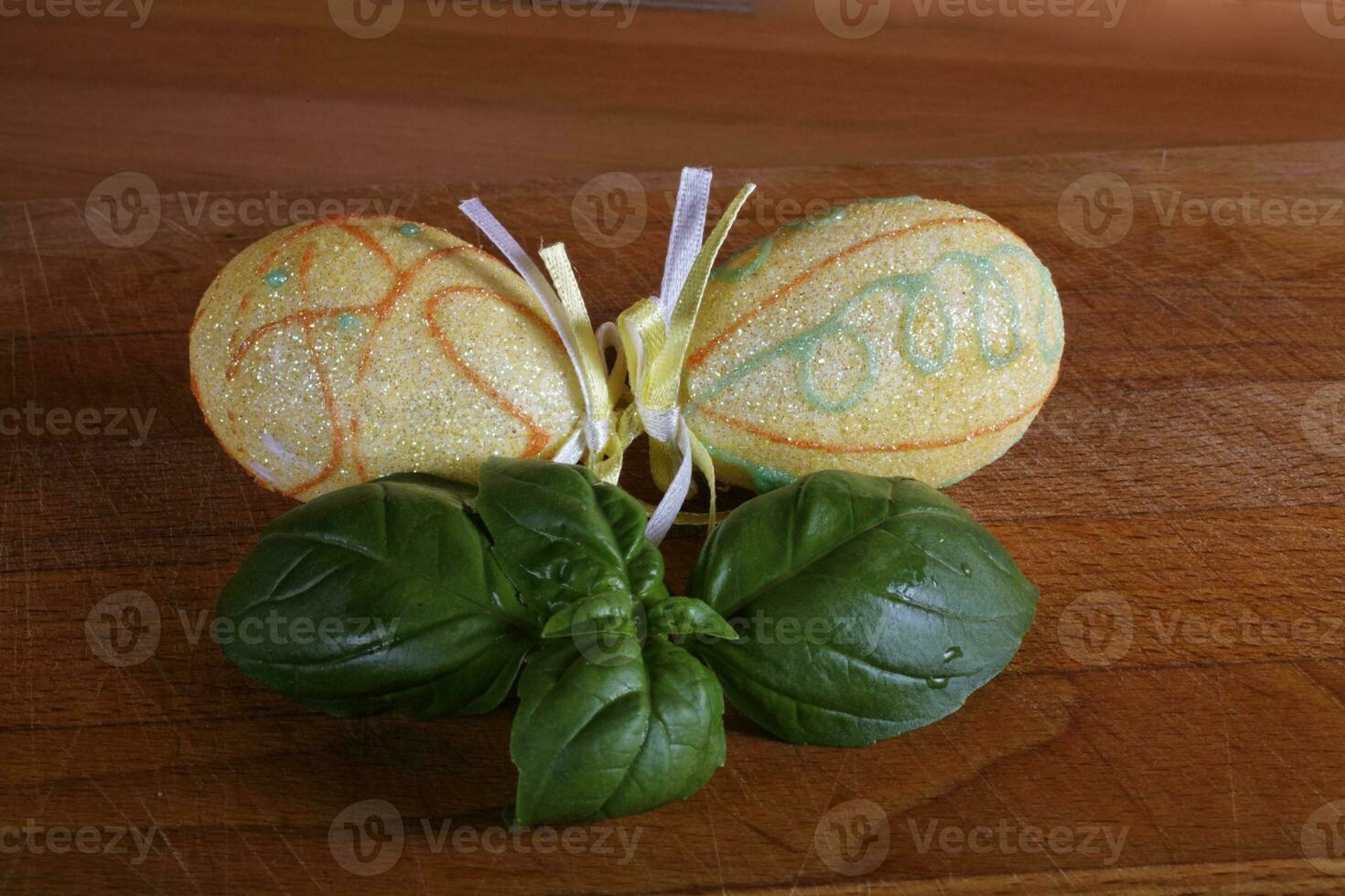 easter eggs on wood photo