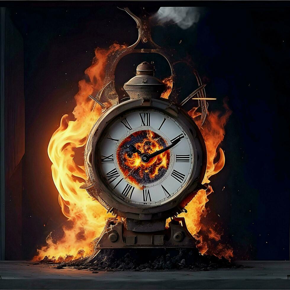 el ardiente reloj se convierte un metáfora para el intensidad de un momento, capturar el esencia de fugaz oportunidades y pasiones. ai generado foto