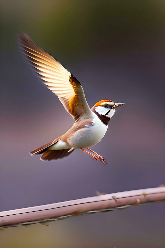 Cute Bird Flying in the Spring Stock Photos and Beautiful Sparrow and Robin for Wallpaper Ai Generated pic