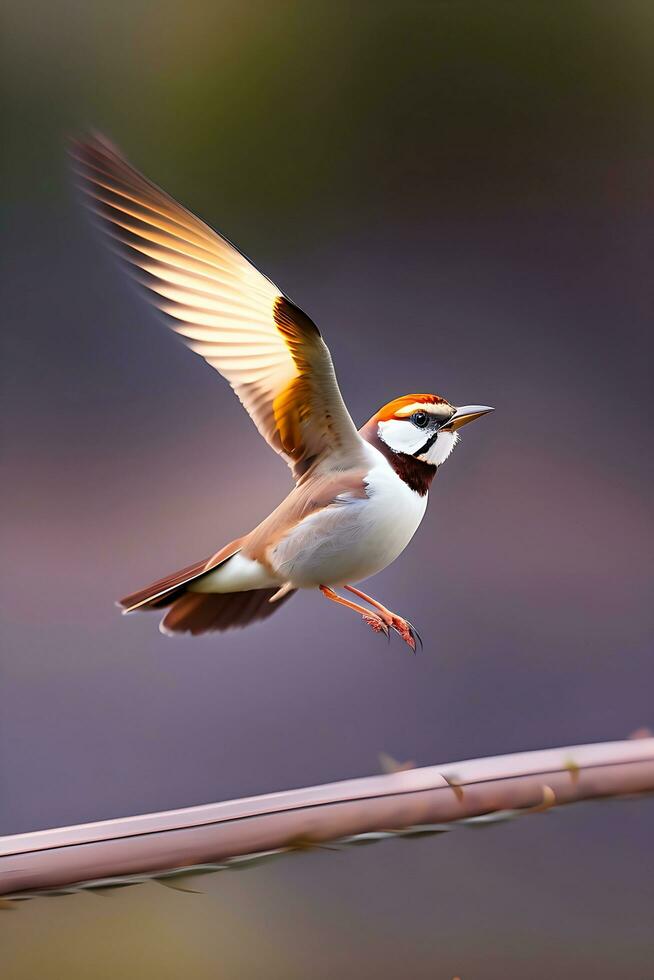 linda pájaro volador en el primavera valores fotos y hermosa gorrión y Robin para fondo de pantalla ai generado Foto