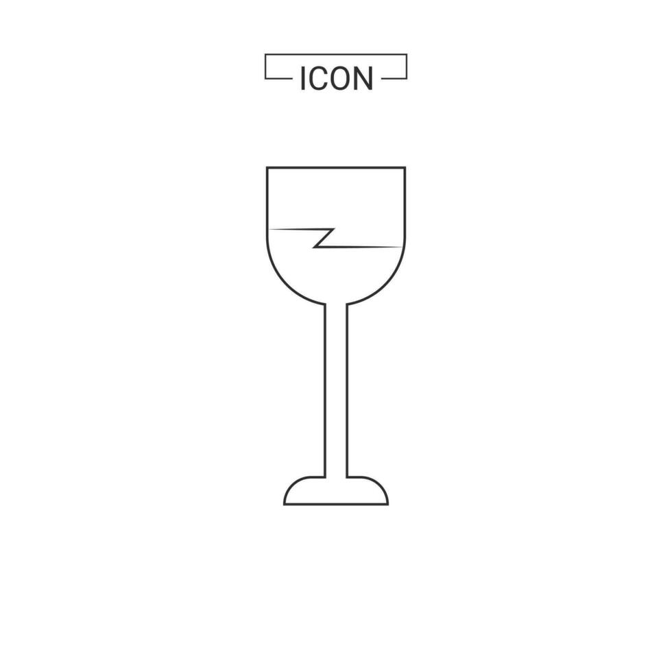 wine glass with water and Line and fill vector